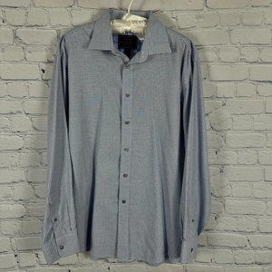 JoS A. Bank Men's Reserve Button Down Dress Shirt,‎ Size Large, Blue Mini Check
